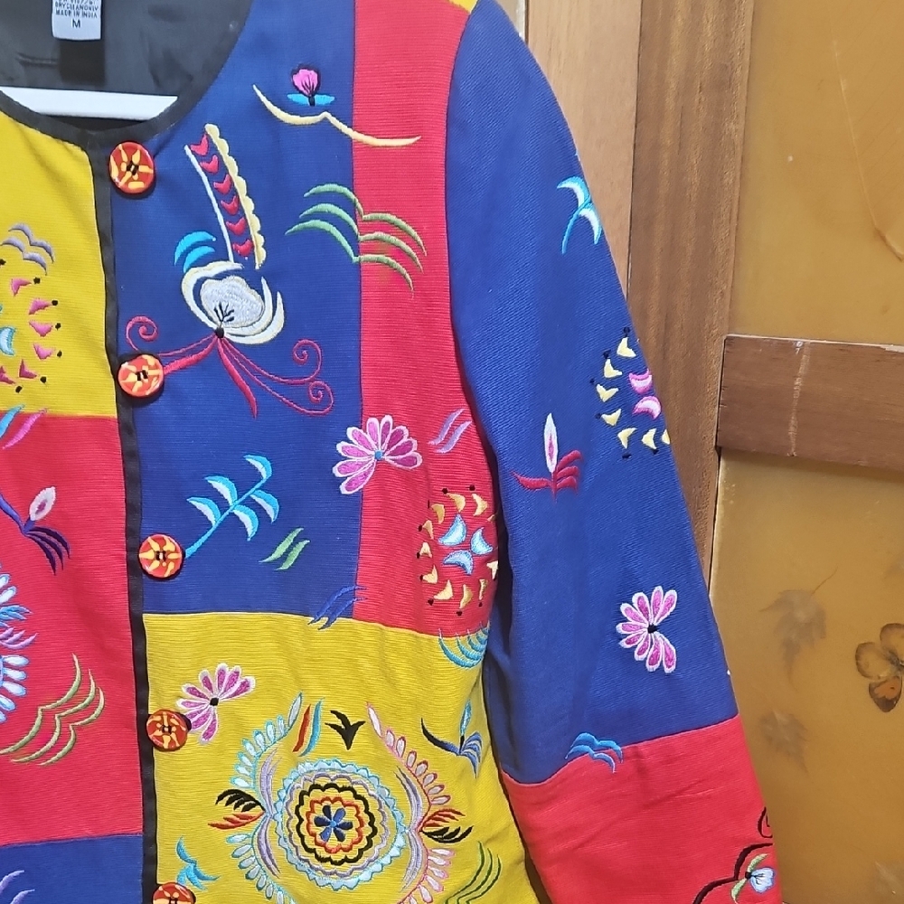 Vintage 90s Indigo Moon Patchwork Embroidered Cot… - image 4